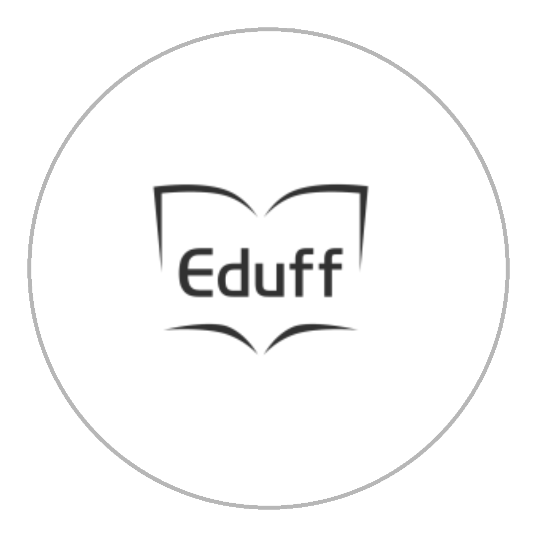 Circulo de contorno preto com a logo da Biblioteca Livre EDUFF