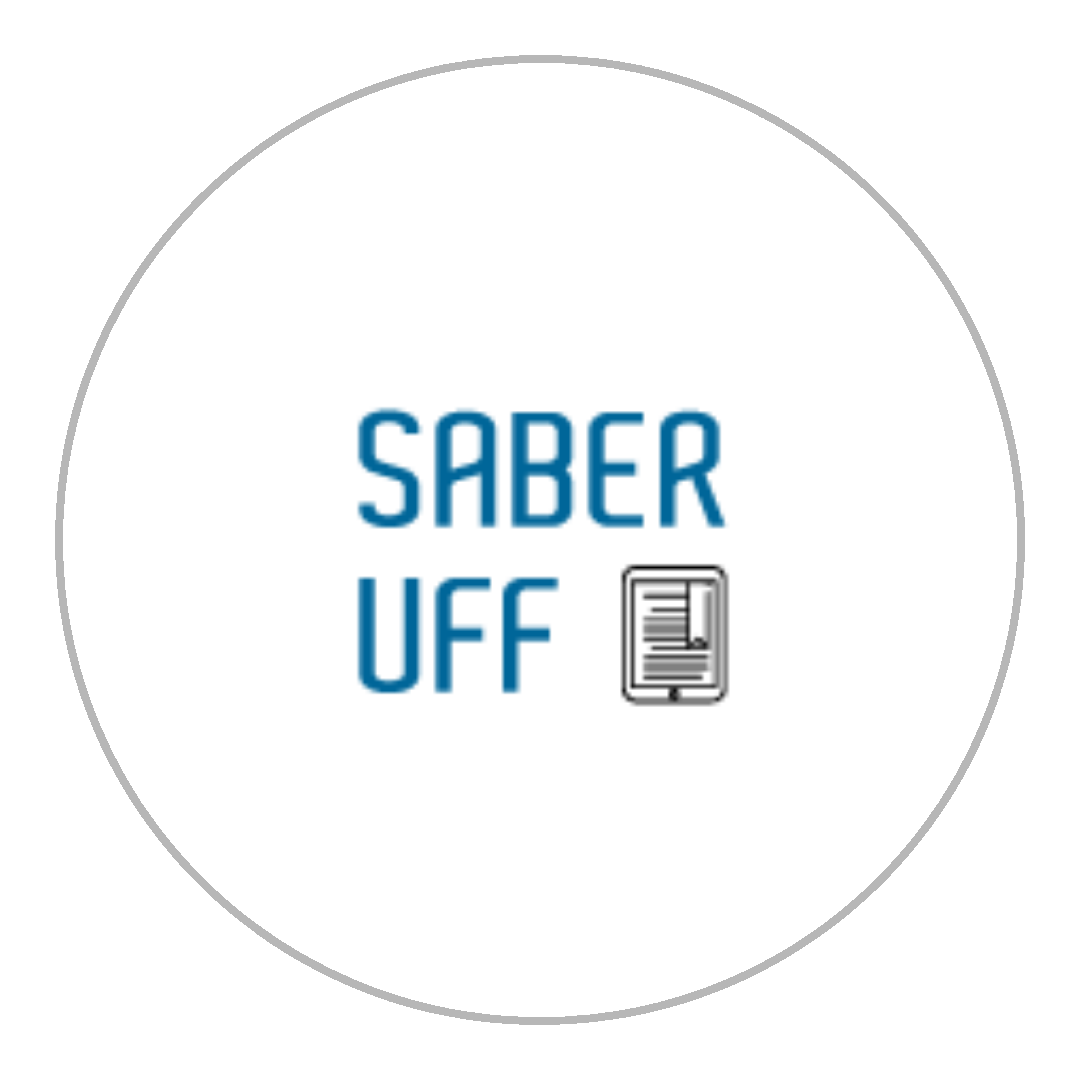 4 SABER_cinza Logo Scielo dentro de contorno circular de cor preta.