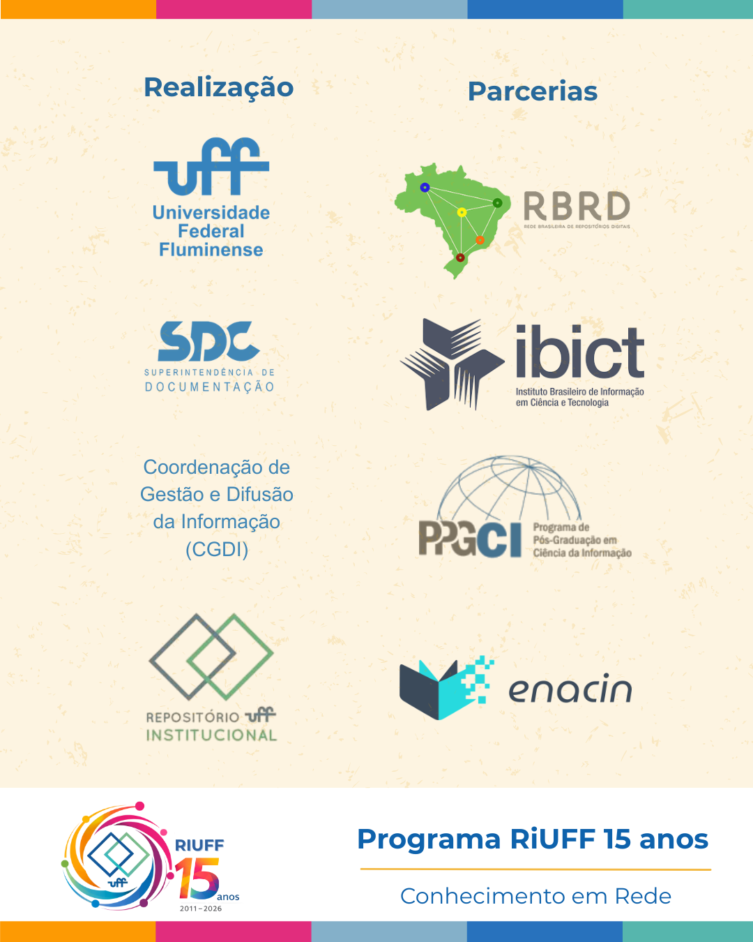 Realização: UFF | SDC | CGDI | RiUFF Parcerias: RBRD | Ibict | PPGCI | Enacin